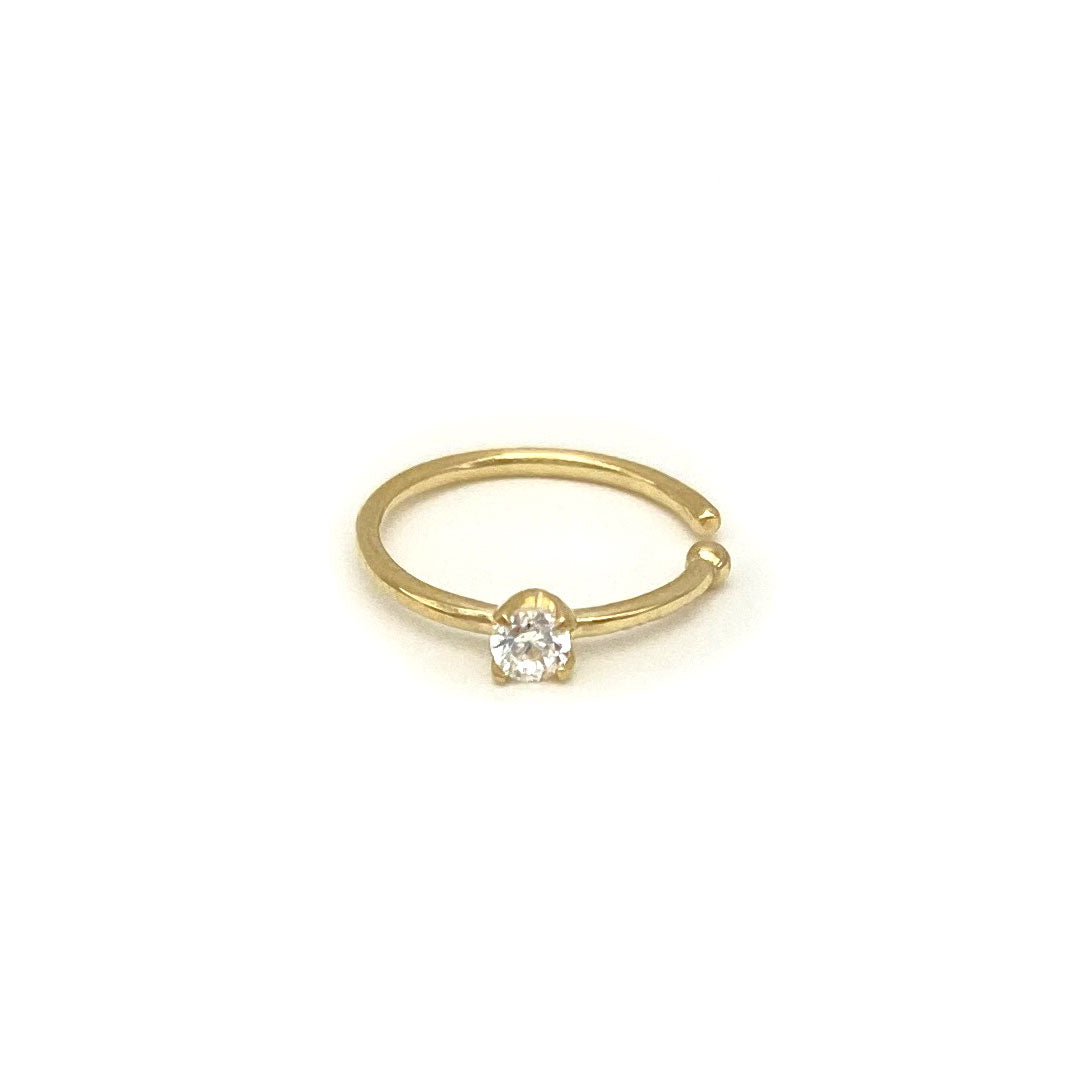 14k CZ Stone Nose Hoop